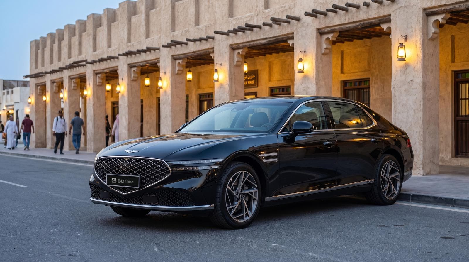 Genesis G90 with driver at Souq Waqif, Qatar